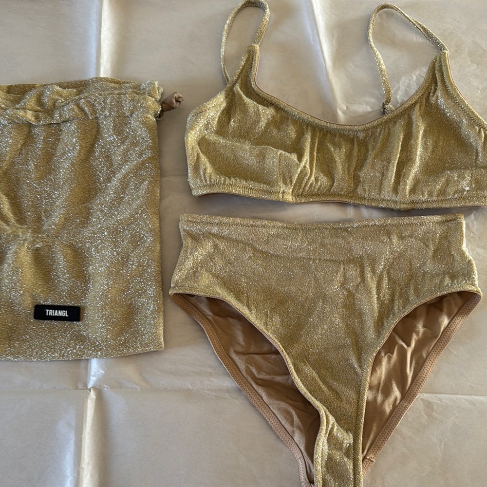 triangl swimwear Gold Glitter Bikini Set